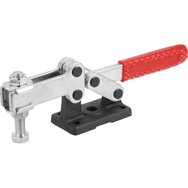 Toggle Clamp, Horizontal Foot, Heavy Vers, F2=6000, Adj Clamping Spind, Steel Electro Zinc-Plated,